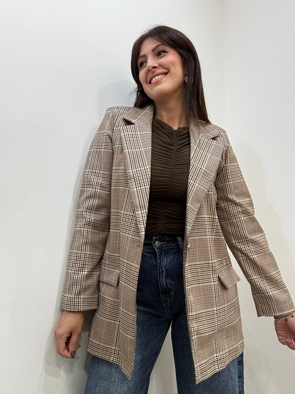 Blazer Principe di Galles con Cintura