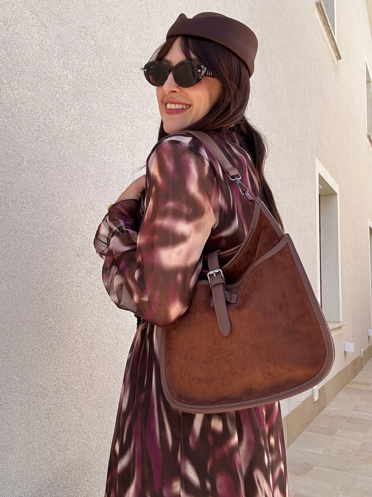 Borsa Hobo Effeto Camoscio