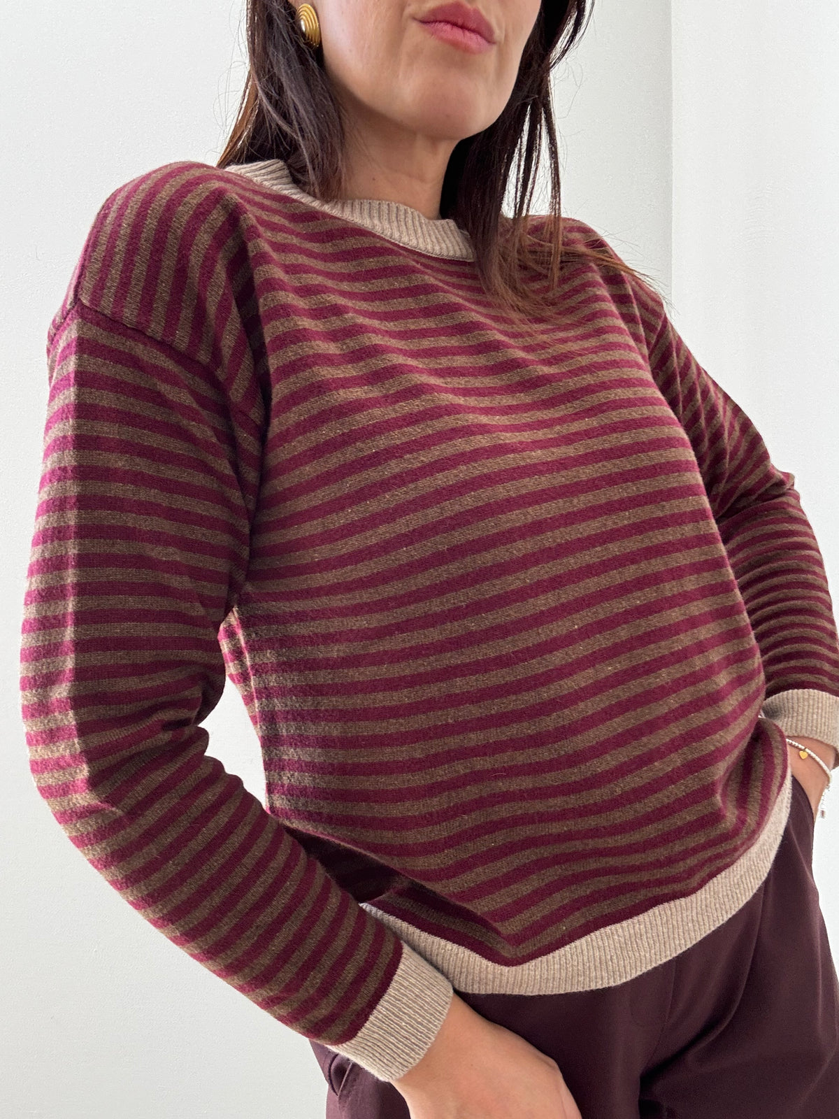 Maglia a Righe in Lana e Cashmere