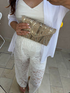 Pochette perline champagne