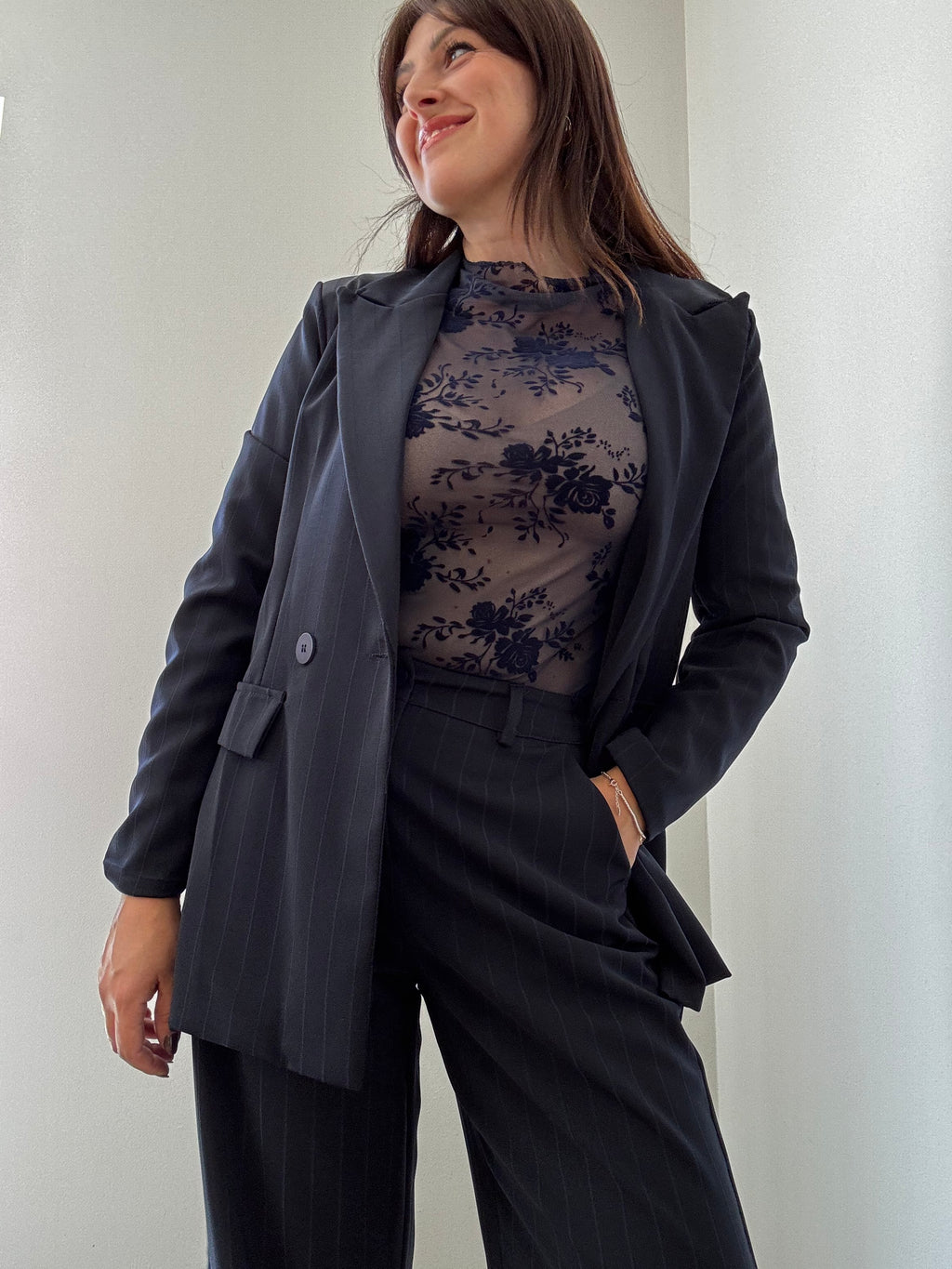 Tailleur Gessato Navy