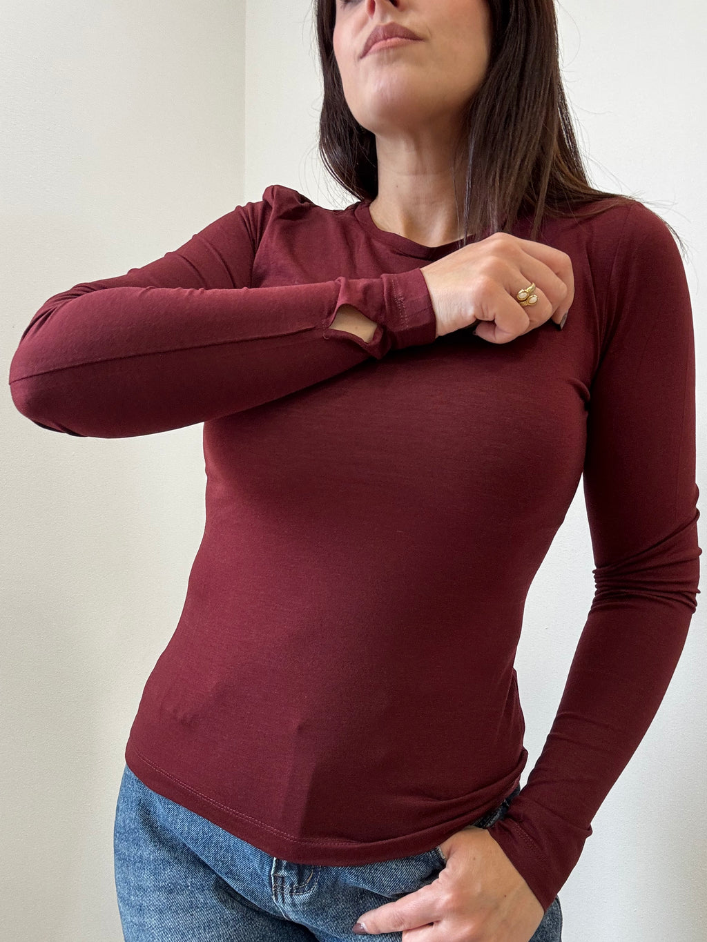 Maglia Girocollo Lyocell e Lana – Manica Guantino • By Lumina