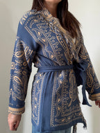 Cardigan Jacquard Bandana con Frange