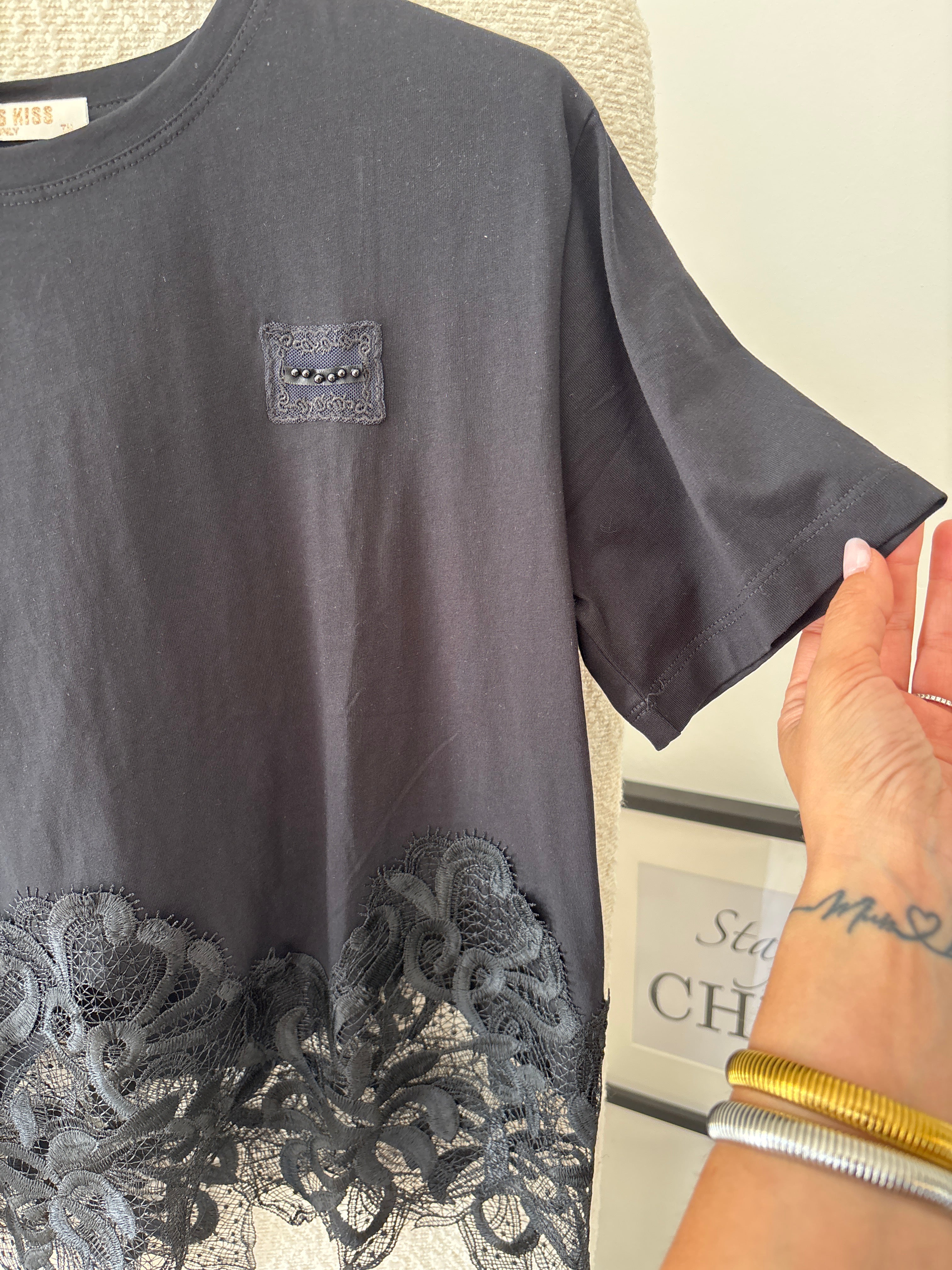 T shirt combinata ricamo