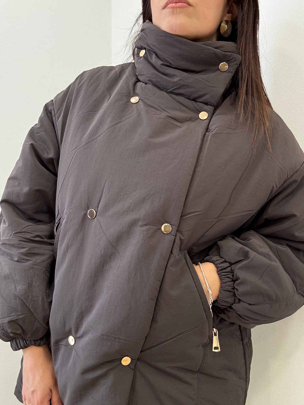 Giubbotto Imbottito Oversize Maxi Collo