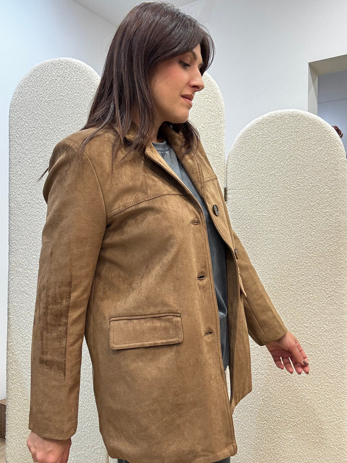 Blazer Lungo Effetto Suede