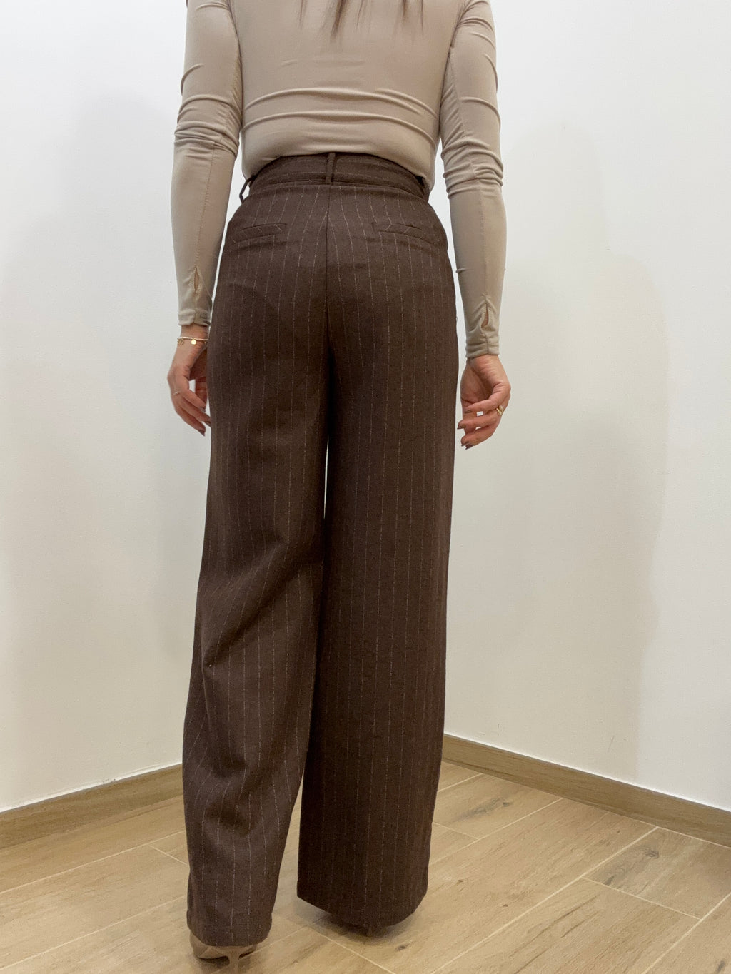 Pantalone Gessato Cacao Lumina