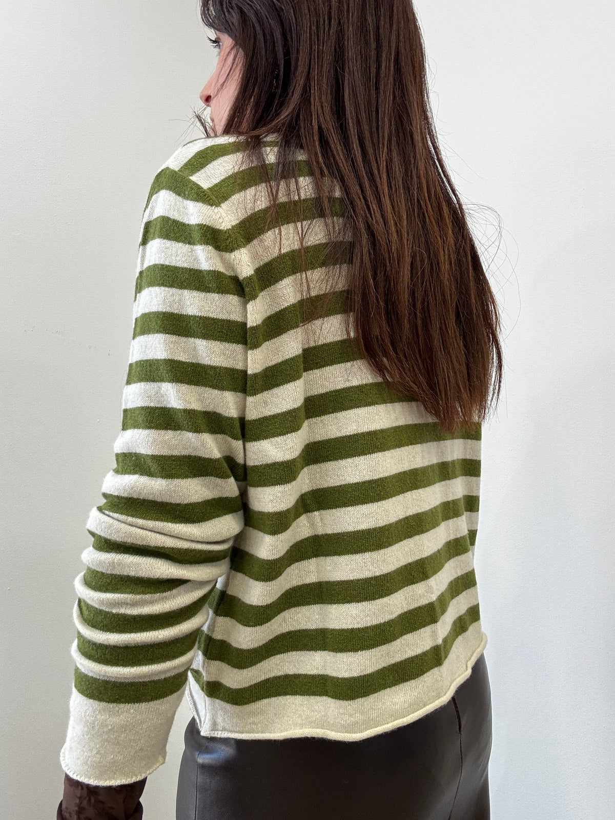 Maglia Polo a Righe in Lana e Cashmere