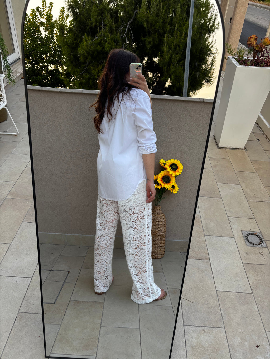 Pantalone bianco pizzo