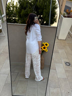 Pantalone bianco pizzo
