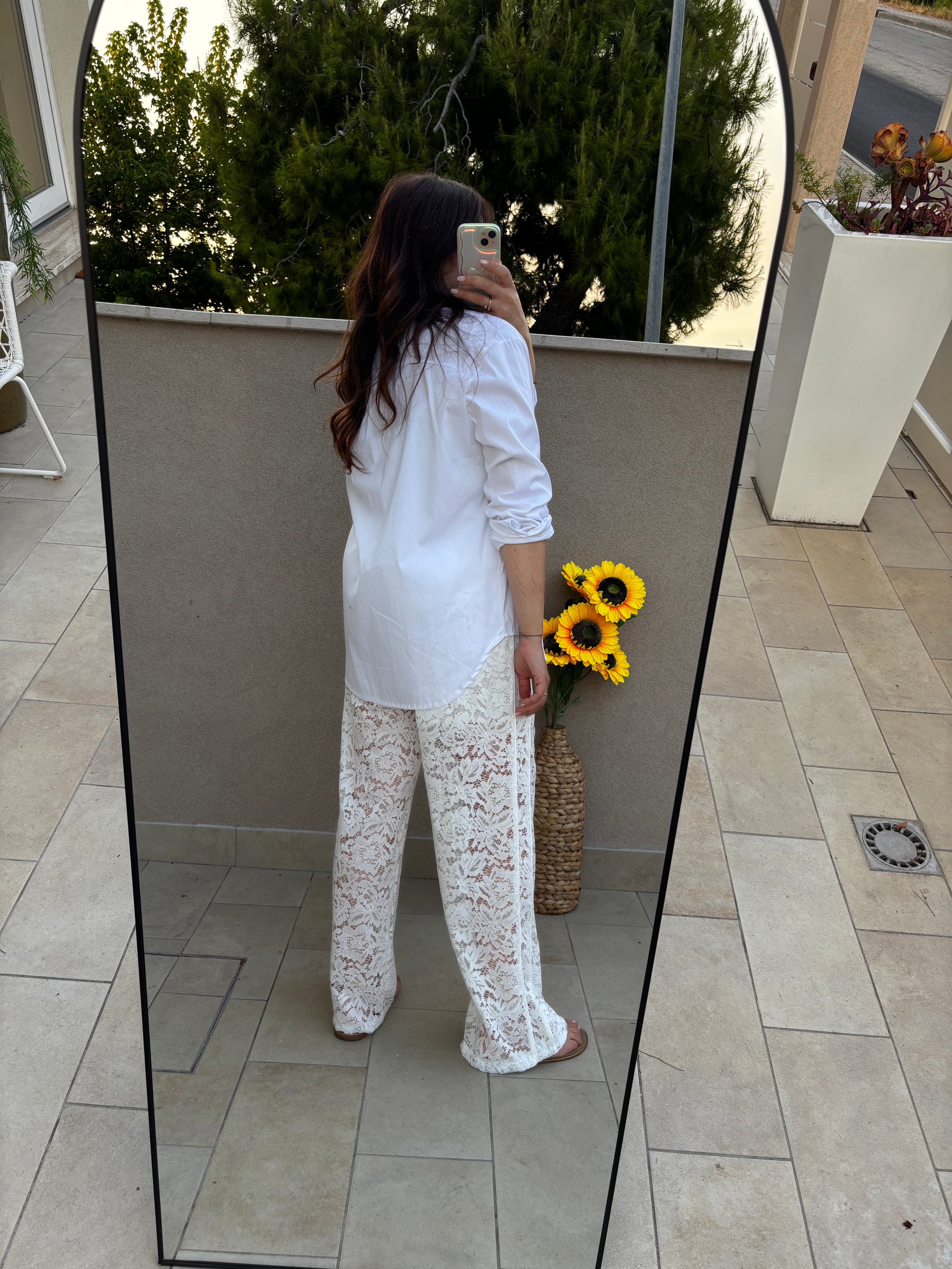 Pantalone bianco pizzo