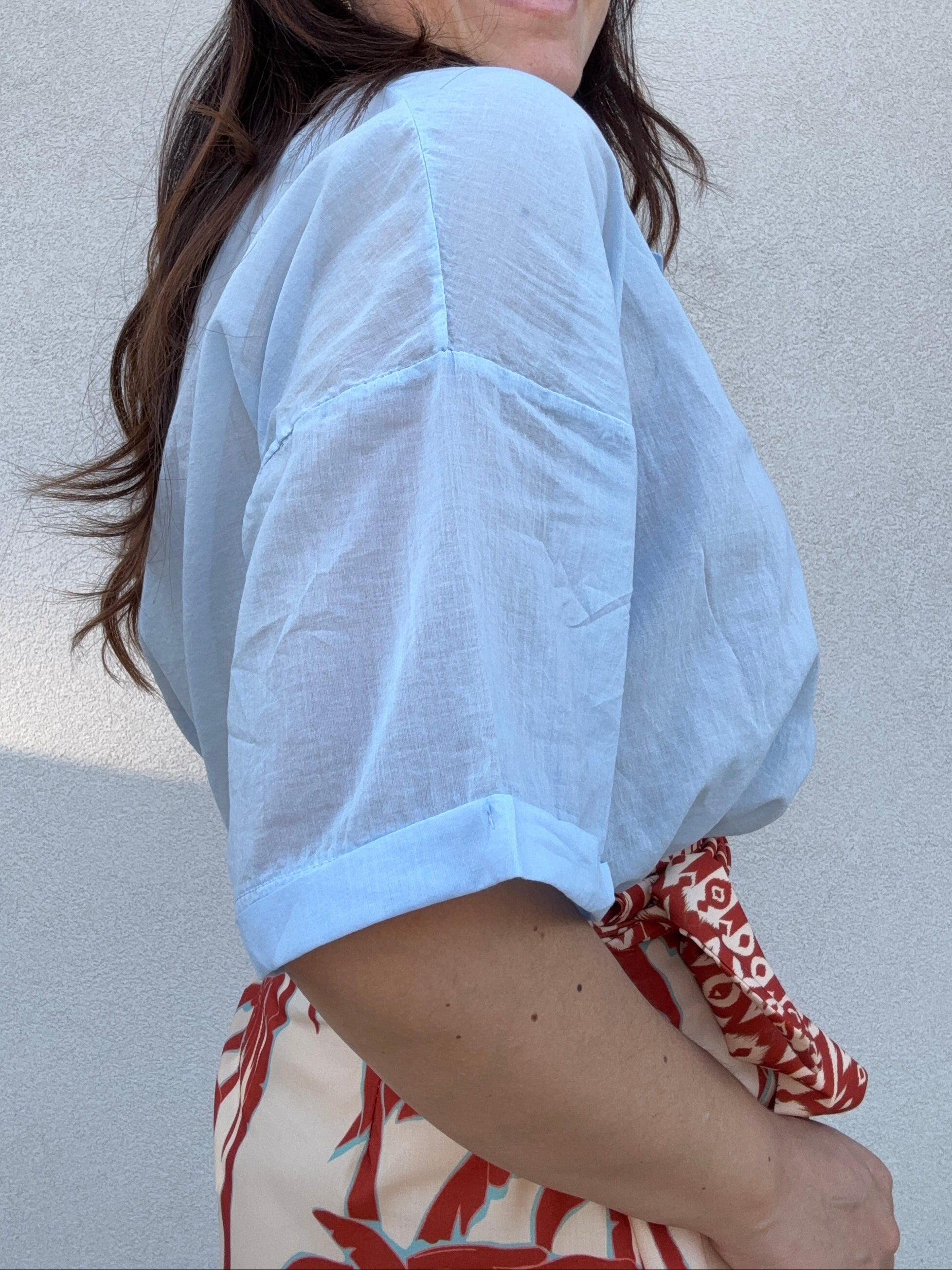 Camicia cotone cielo