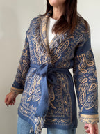 Cardigan Jacquard Bandana con Frange