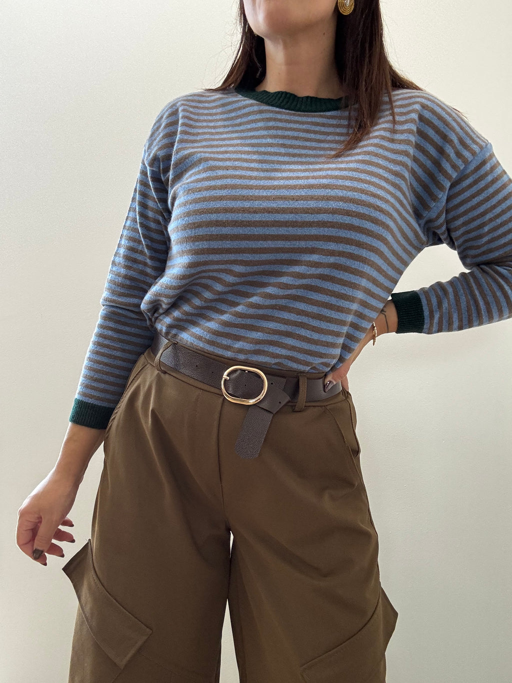 Maglia a Righe in Lana e Cashmere