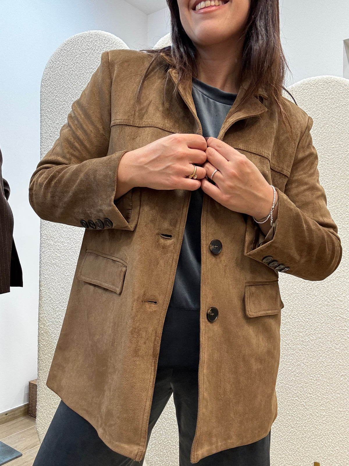 Blazer Lungo Effetto Suede