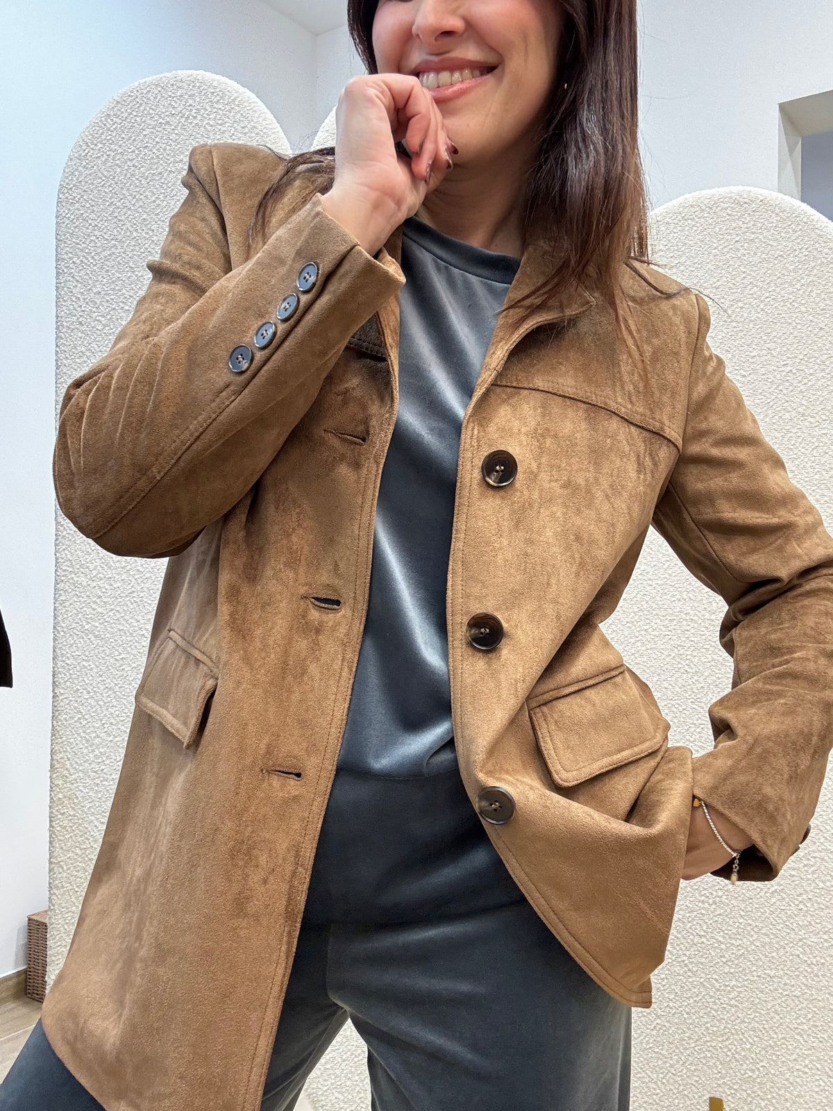 Blazer Lungo Effetto Suede
