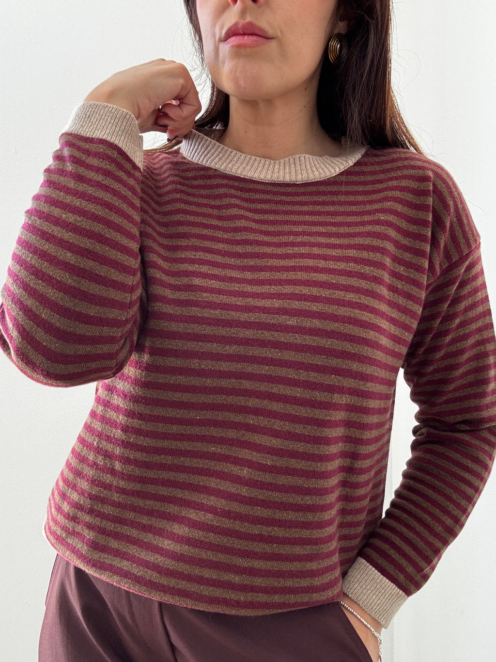 Maglia a Righe in Lana e Cashmere