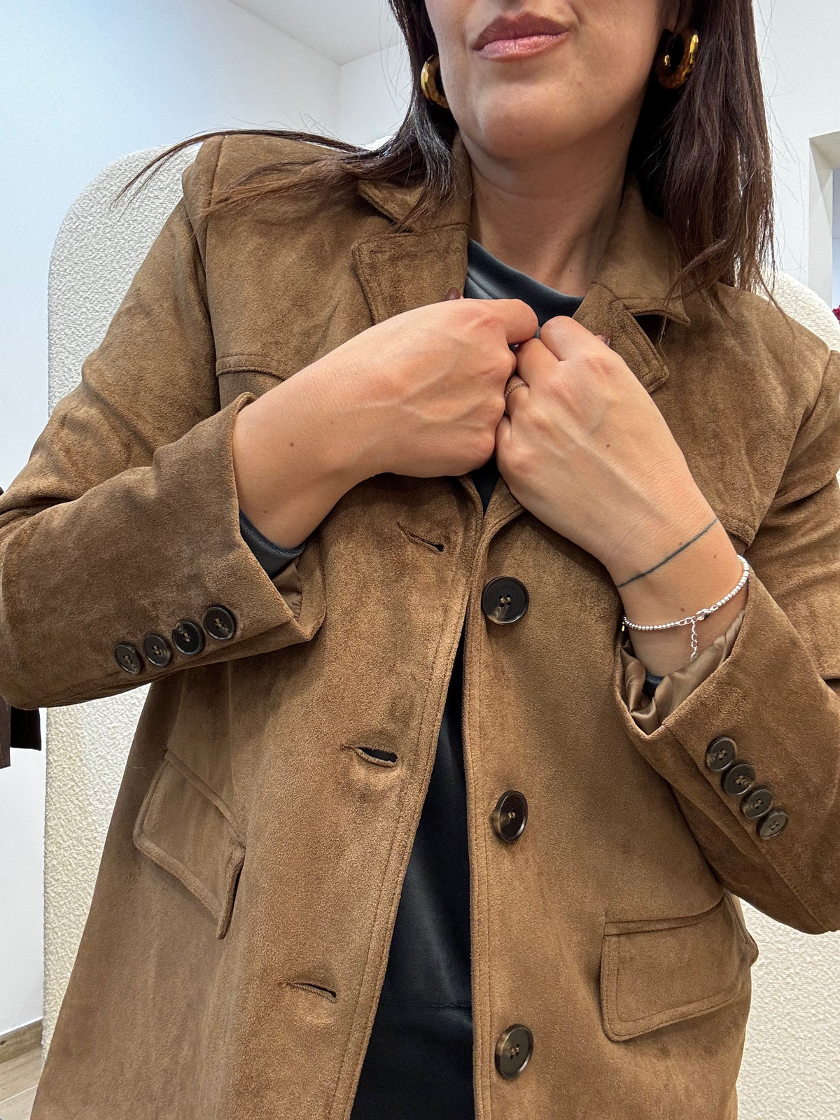 Blazer Lungo Effetto Suede