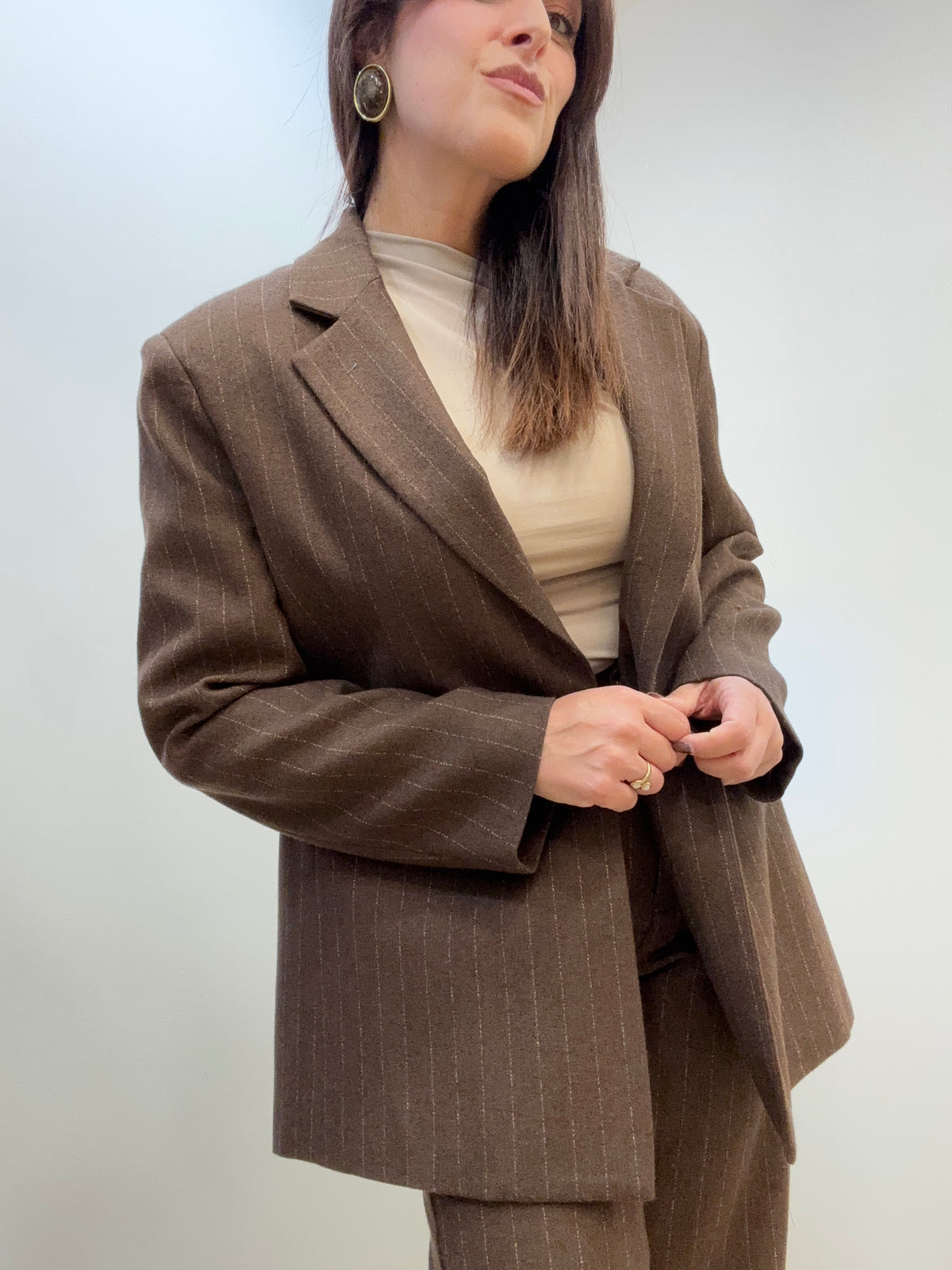 Blazer Gessato Cacao Lumina