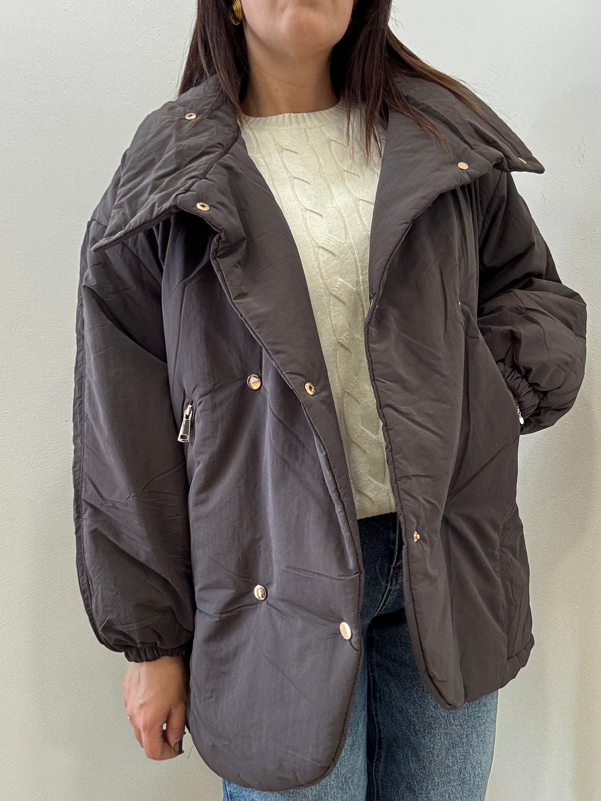 Giubbotto Imbottito Oversize Maxi Collo
