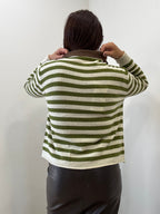 Maglia Polo a Righe in Lana e Cashmere