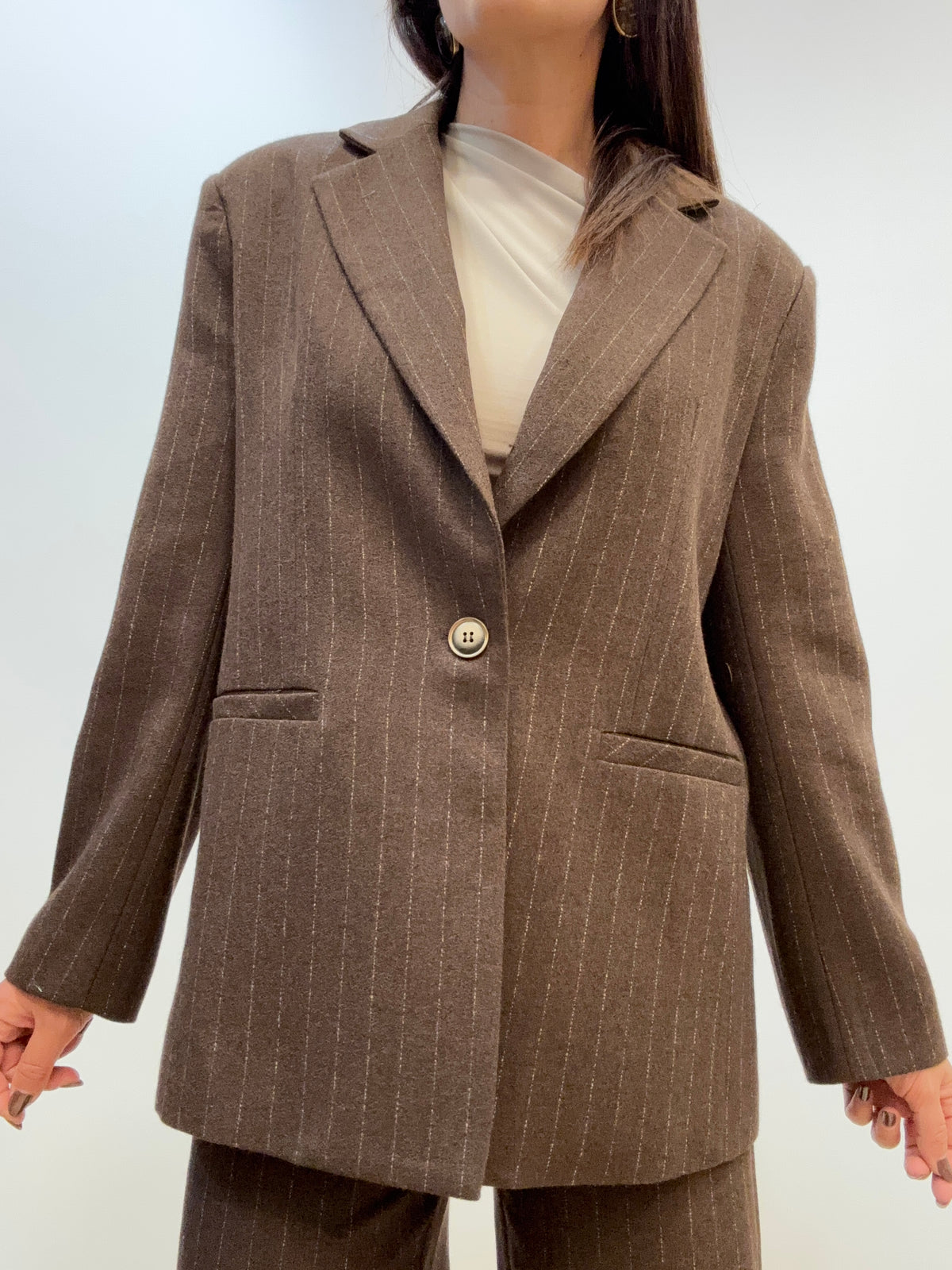Blazer Gessato Cacao Lumina