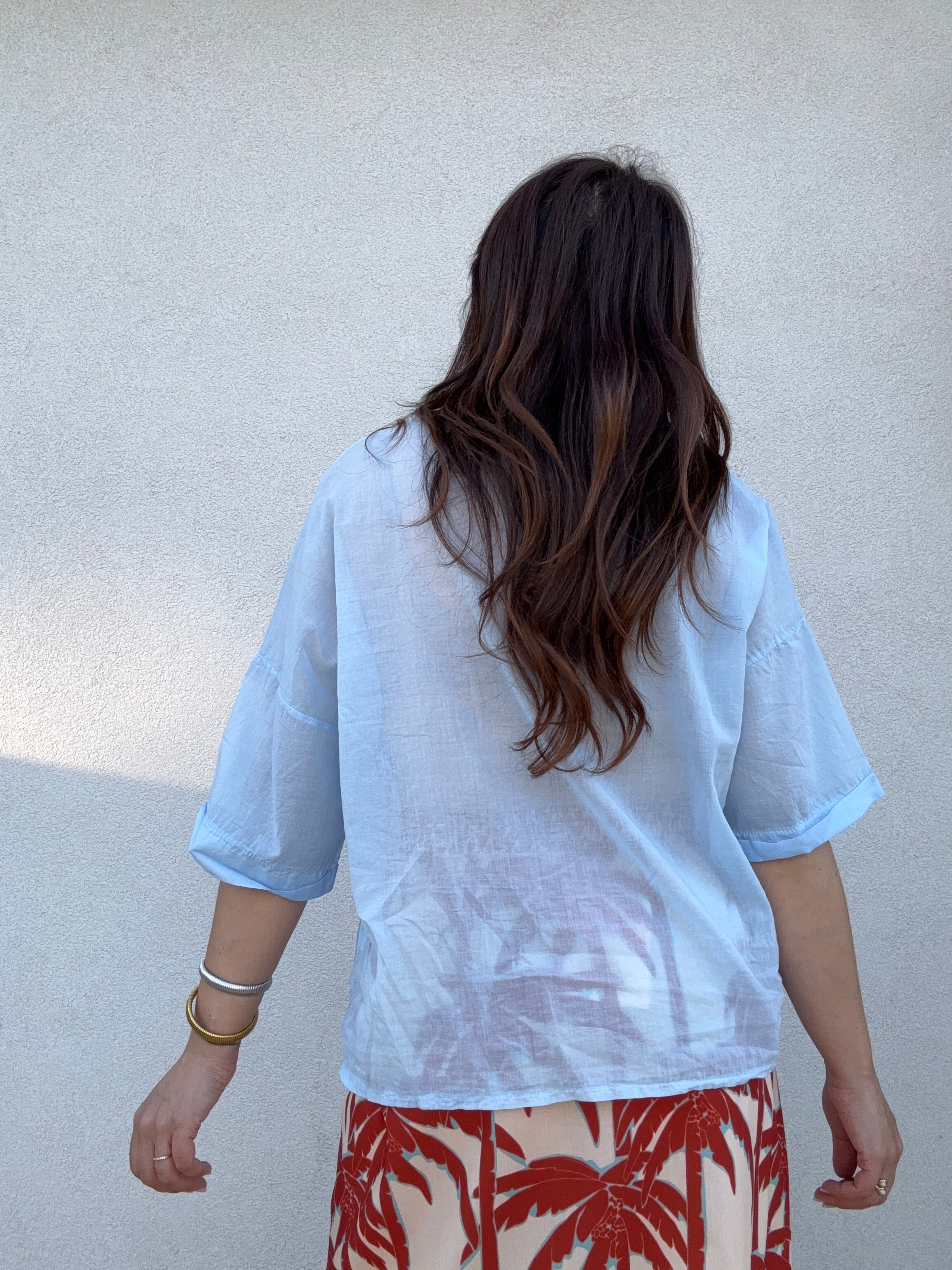 Camicia cotone cielo