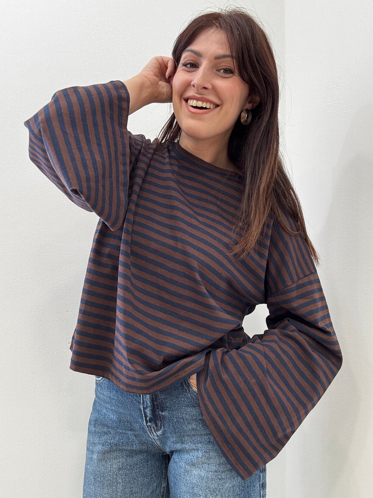 Maglia a Righe con Maniche Ampie