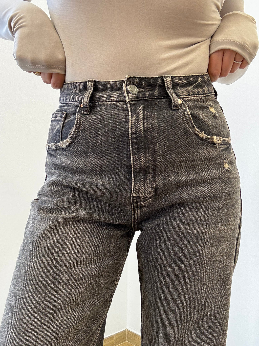 Jeans Straight Fit Grey Vintage