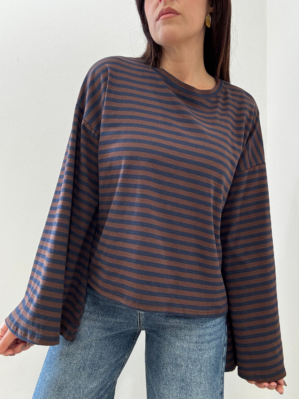 Maglia a Righe con Maniche Ampie