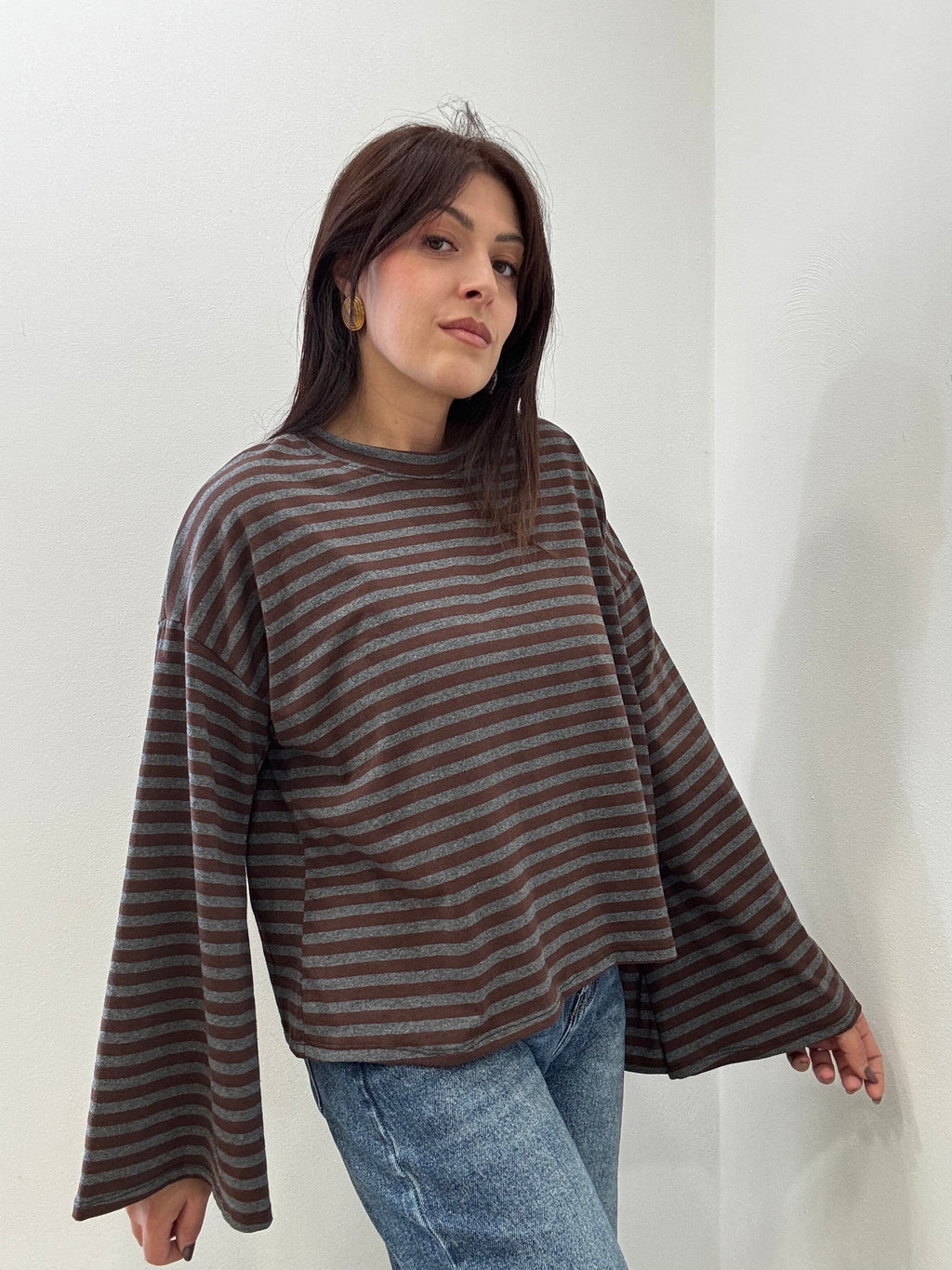 Maglia a Righe con Maniche Ampie