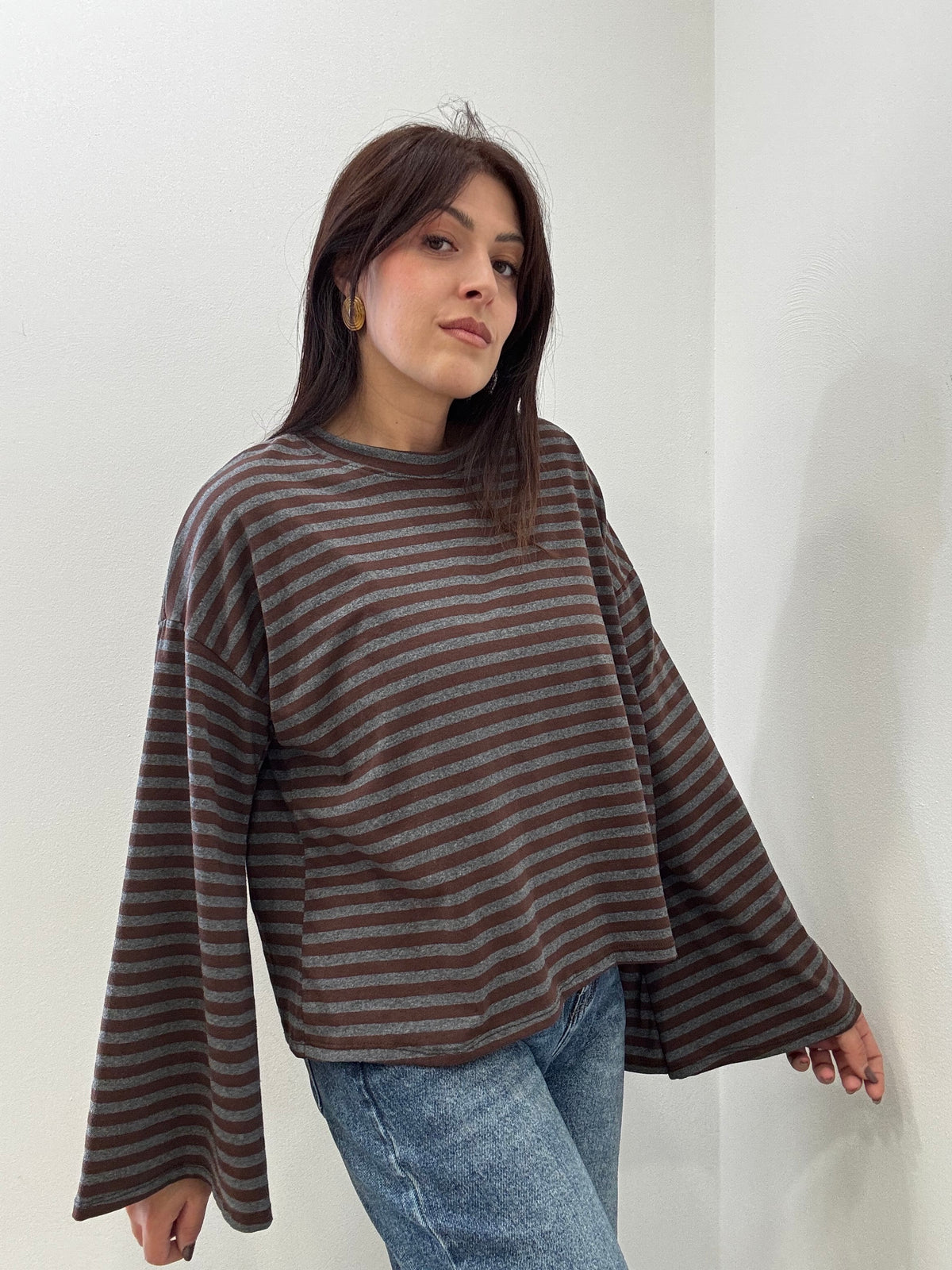Maglia a Righe con Maniche Ampie