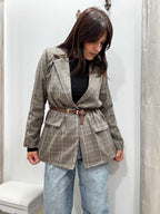 Blazer Principe di Galles con Cintura