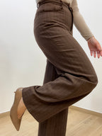 Pantalone Gessato Cacao Lumina