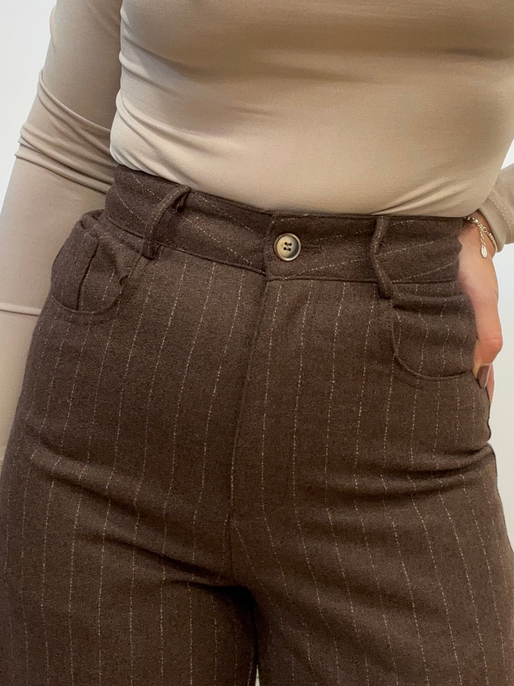 Pantalone Gessato Cacao Lumina