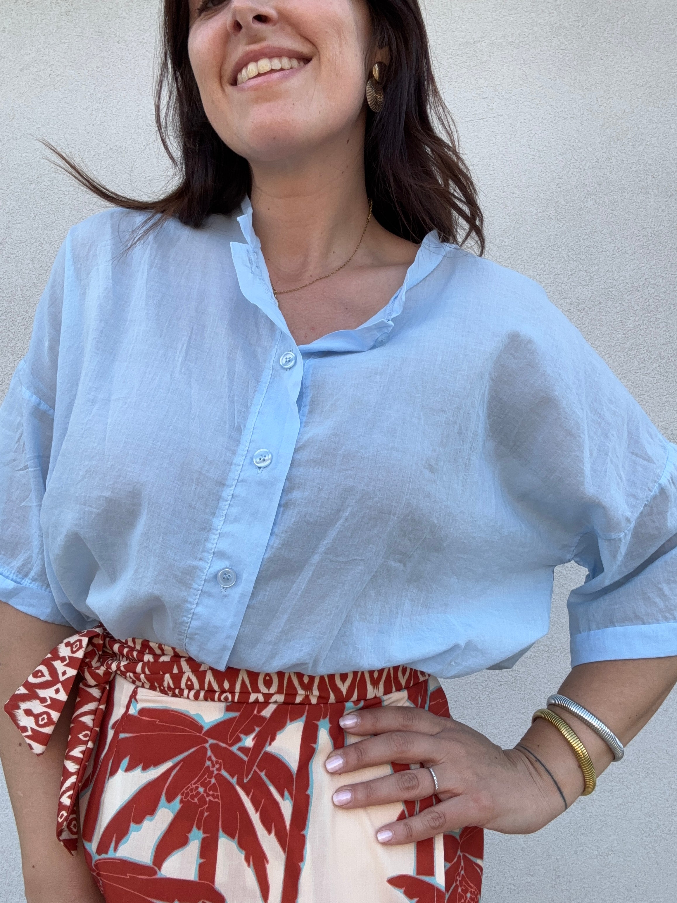 Camicia cotone cielo