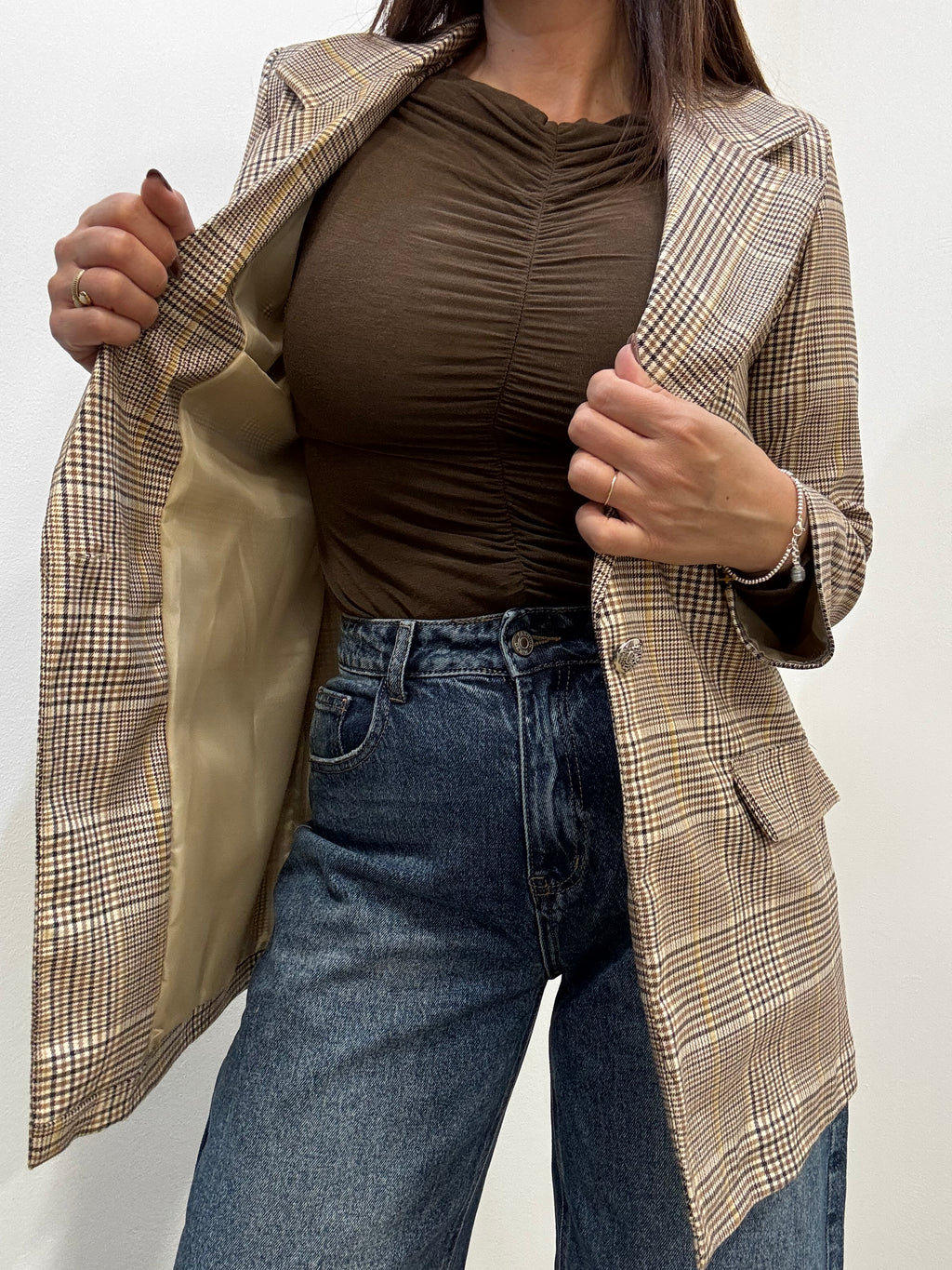 Blazer Principe di Galles con Cintura