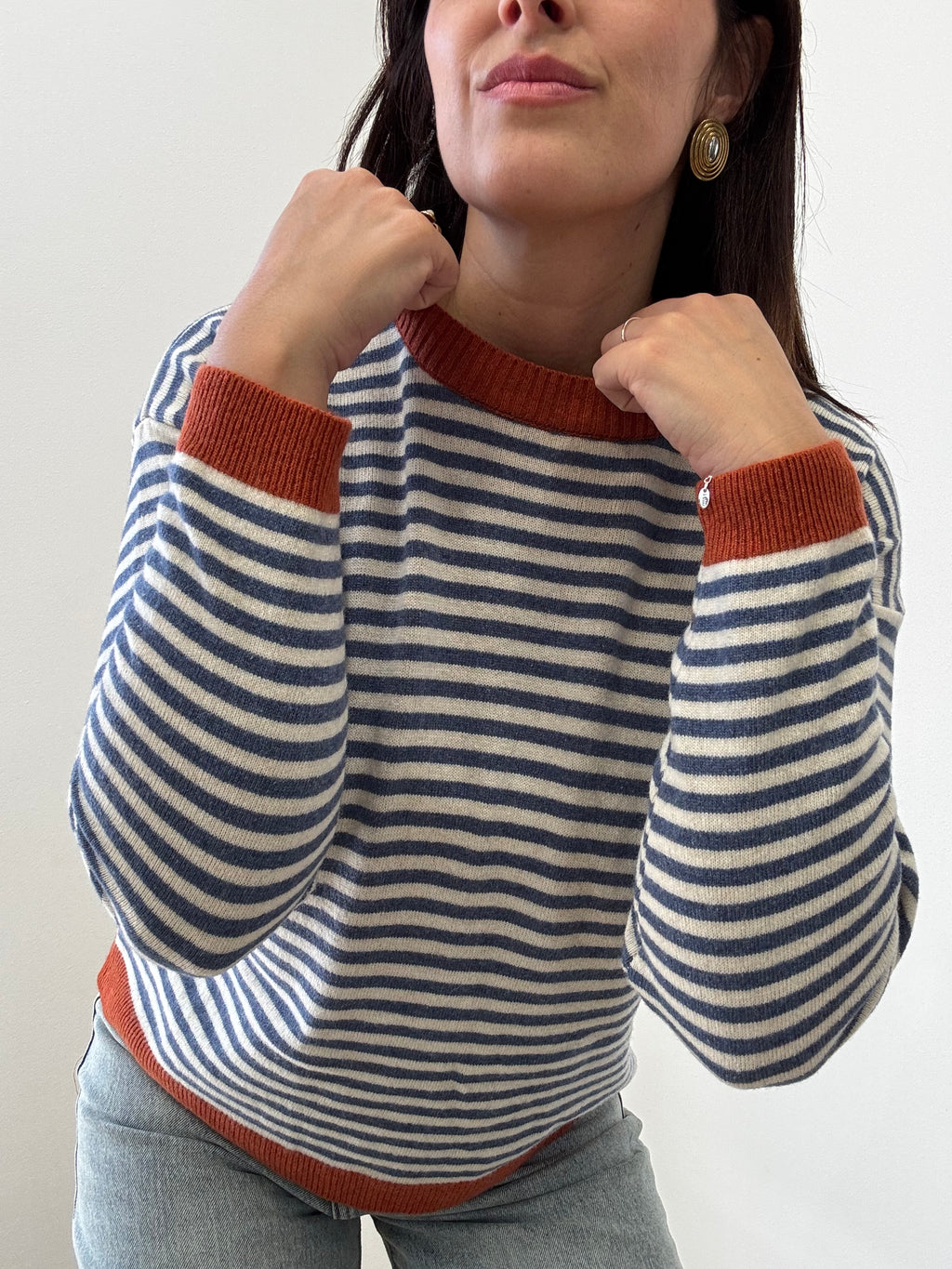 Maglia a Righe in Lana e Cashmere