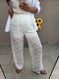 Pantalone bianco pizzo