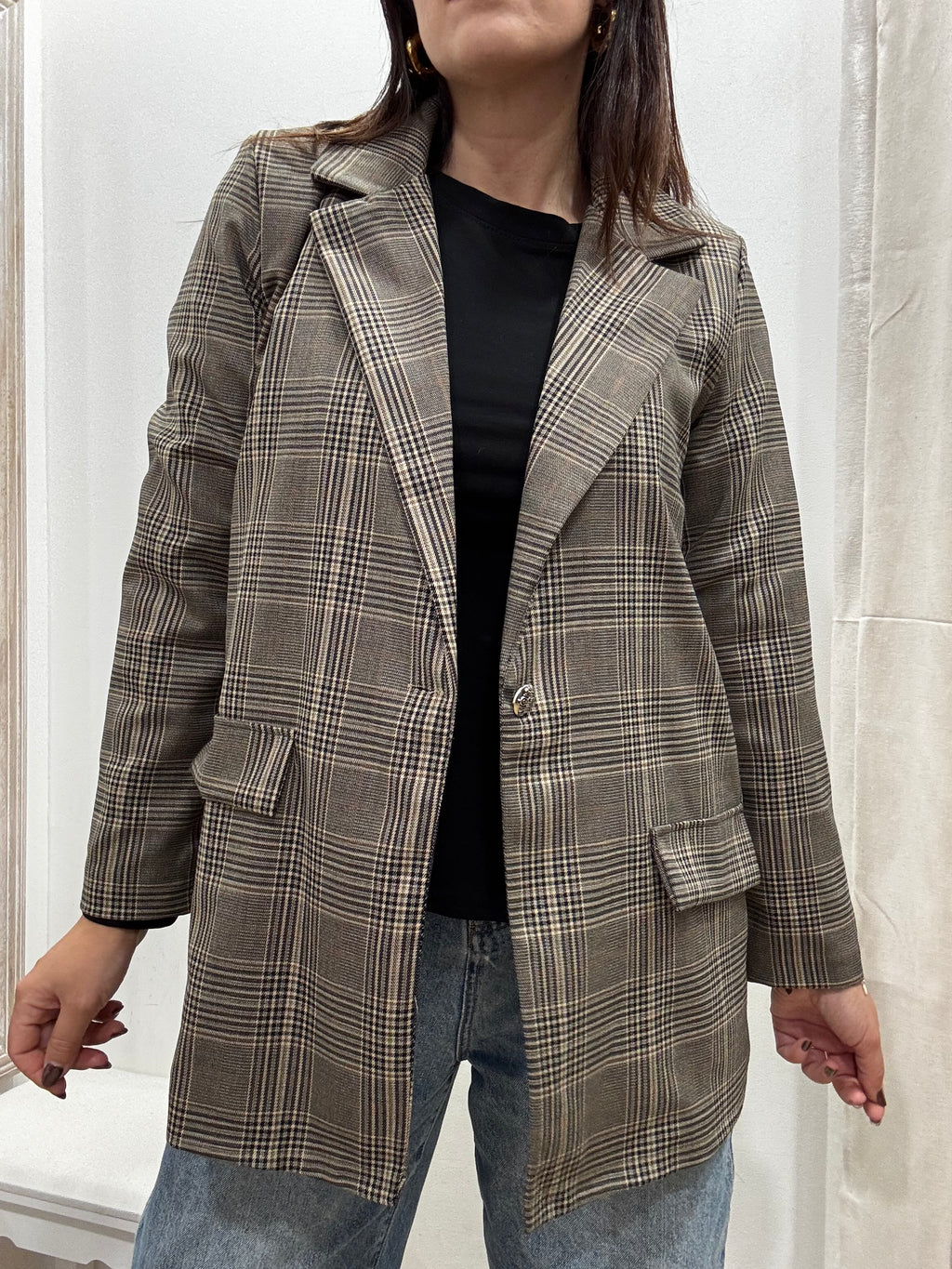 Blazer Principe di Galles con Cintura