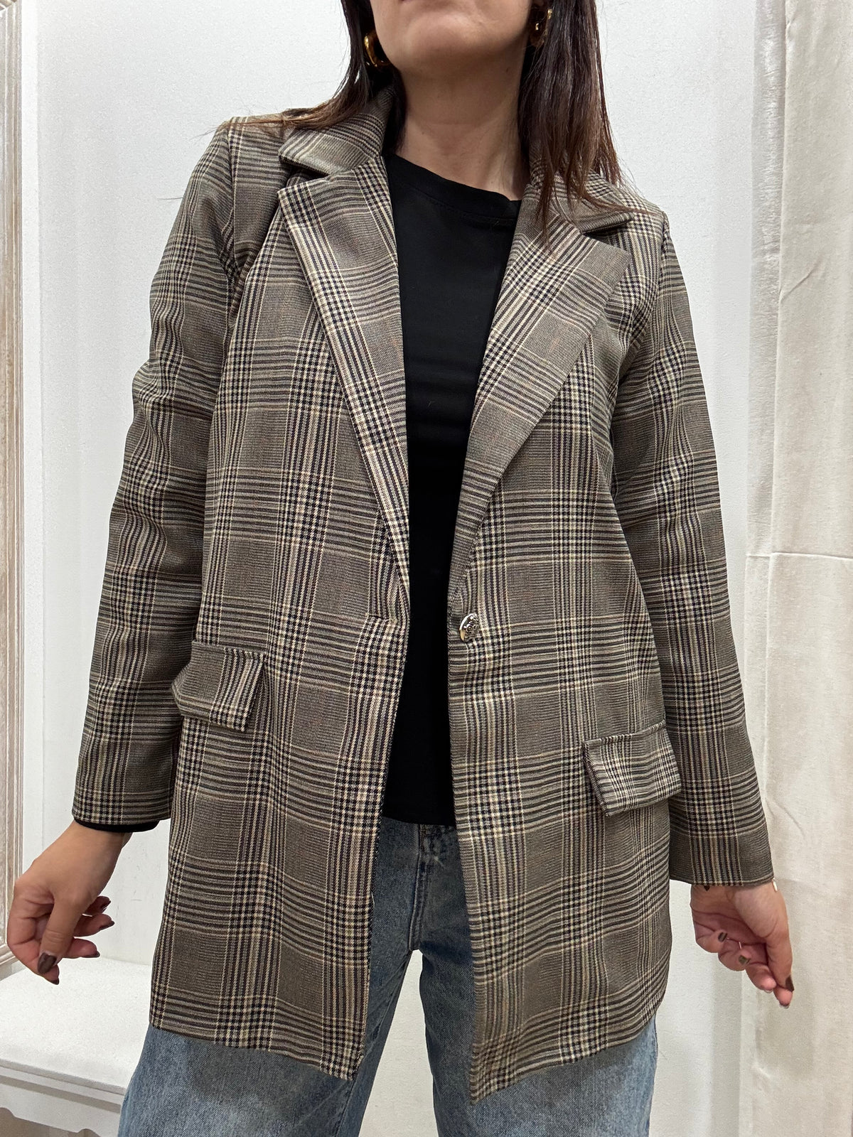 Blazer Principe di Galles con Cintura