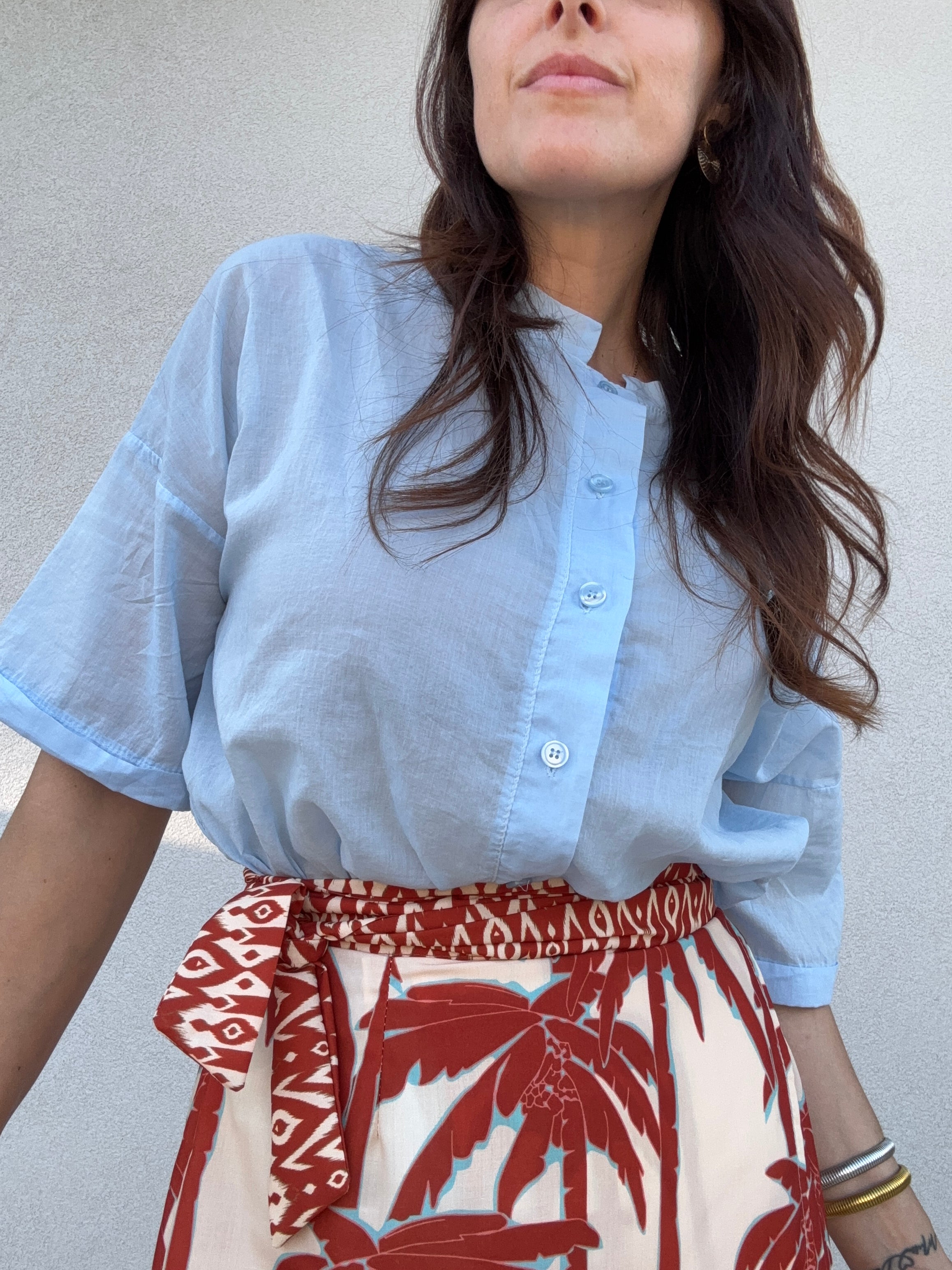 Camicia cotone cielo