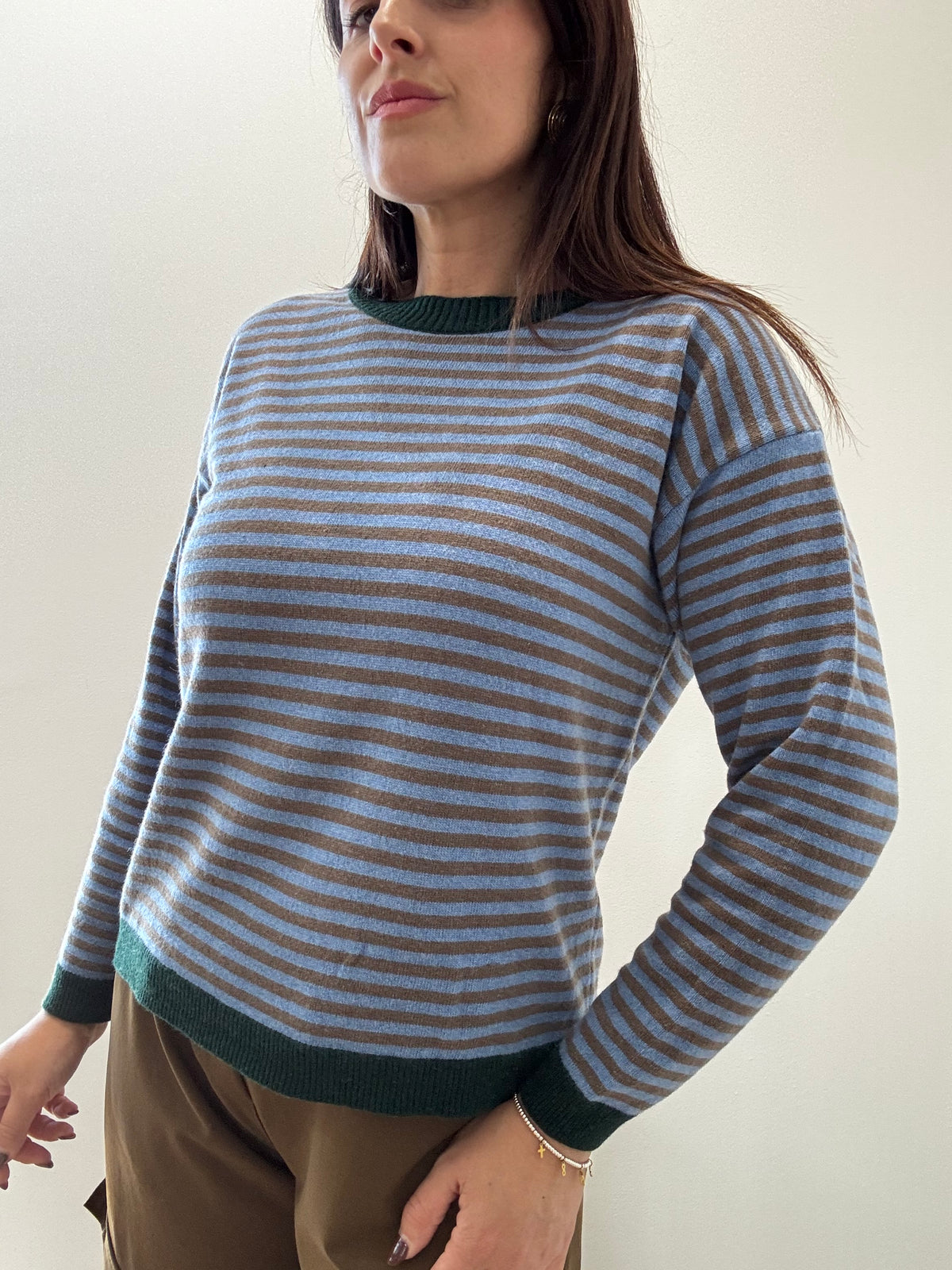 Maglia a Righe in Lana e Cashmere