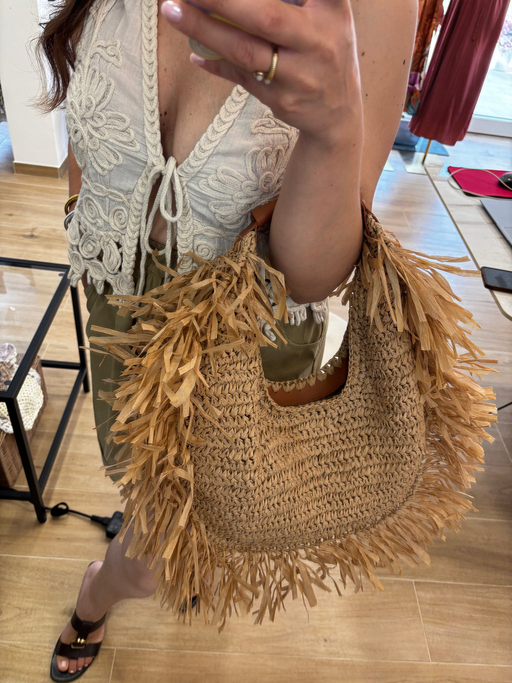 Borsa hobo rafia
