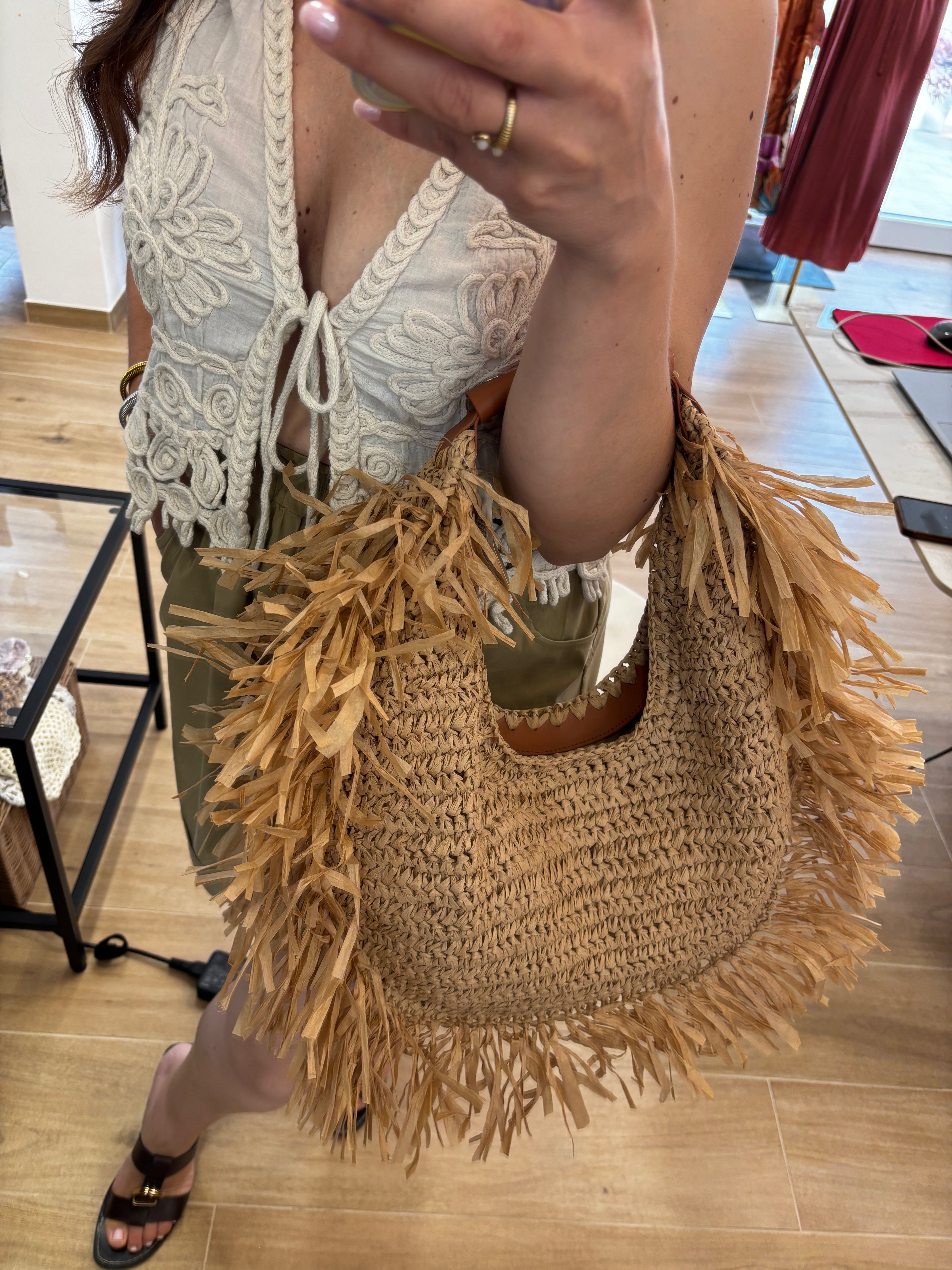 Borsa hobo rafia