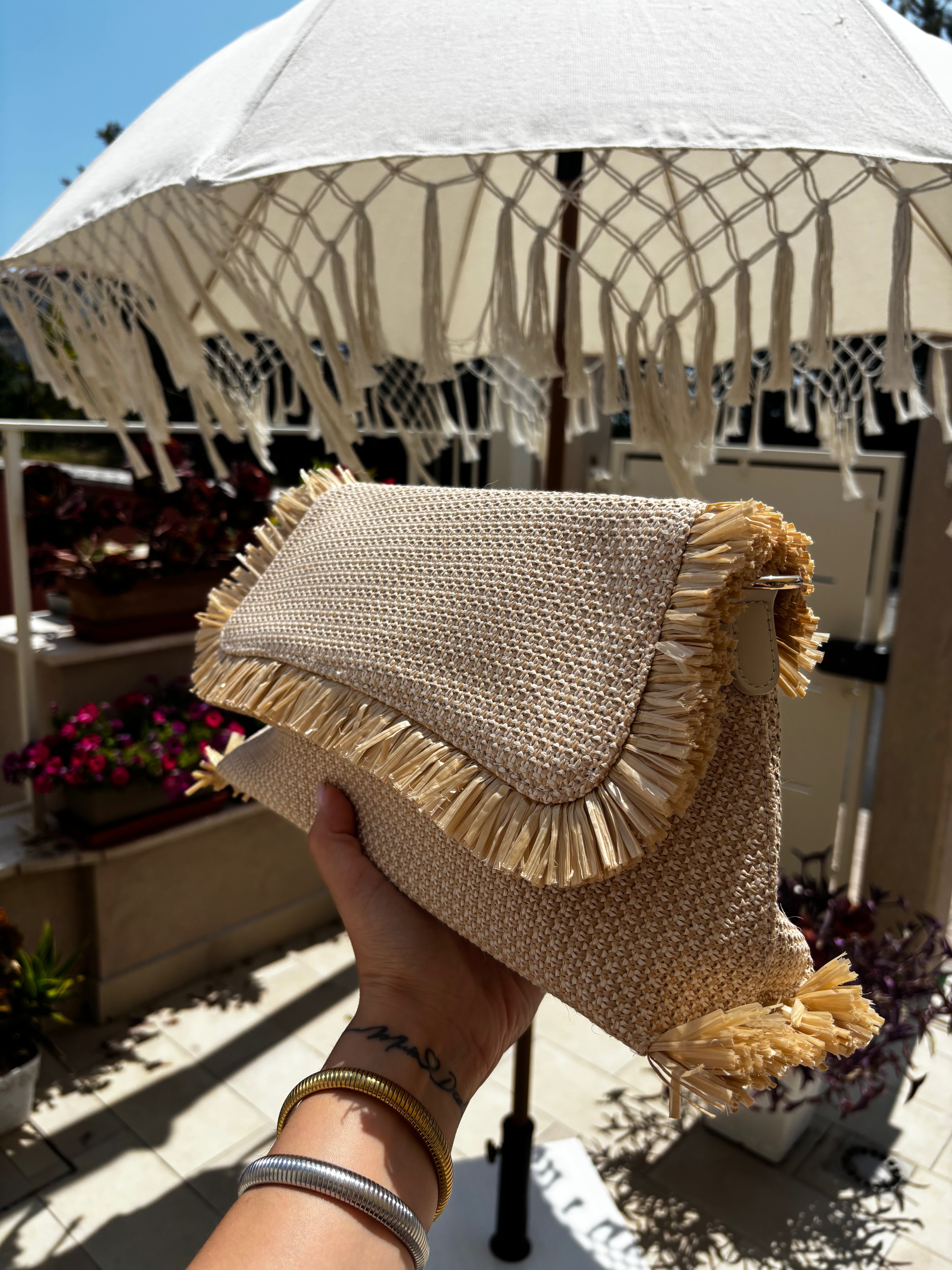 Pochette Rafia con Frange