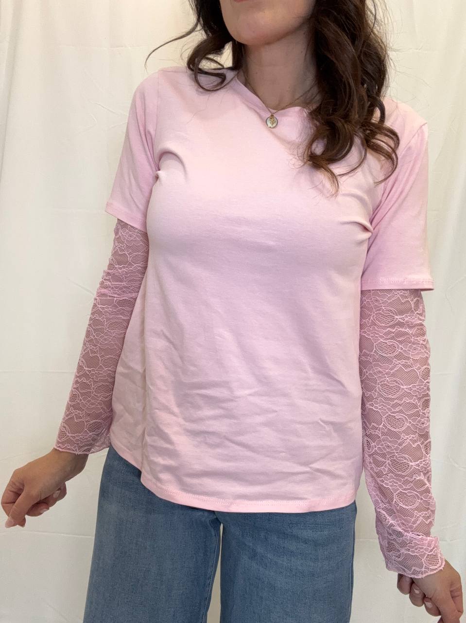 T shirt combinata pizzo