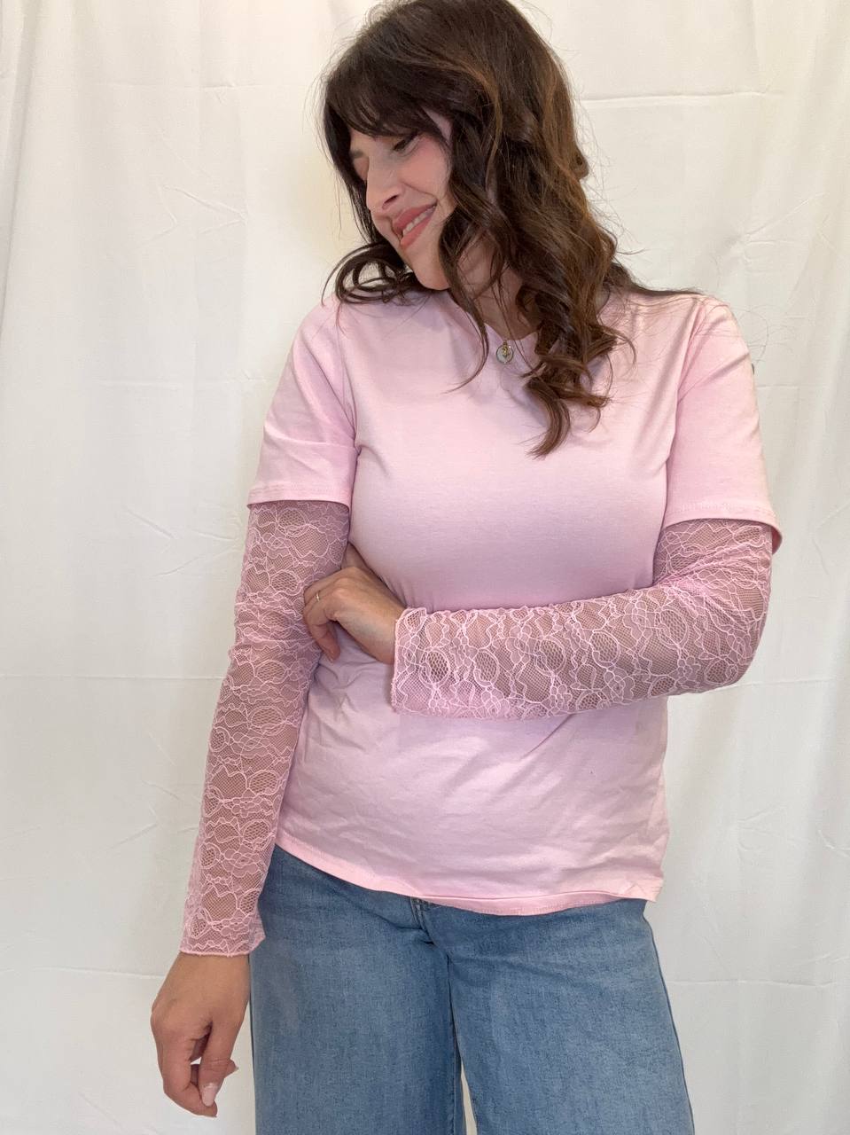 T shirt combinata pizzo