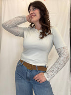 T shirt combinata pizzo