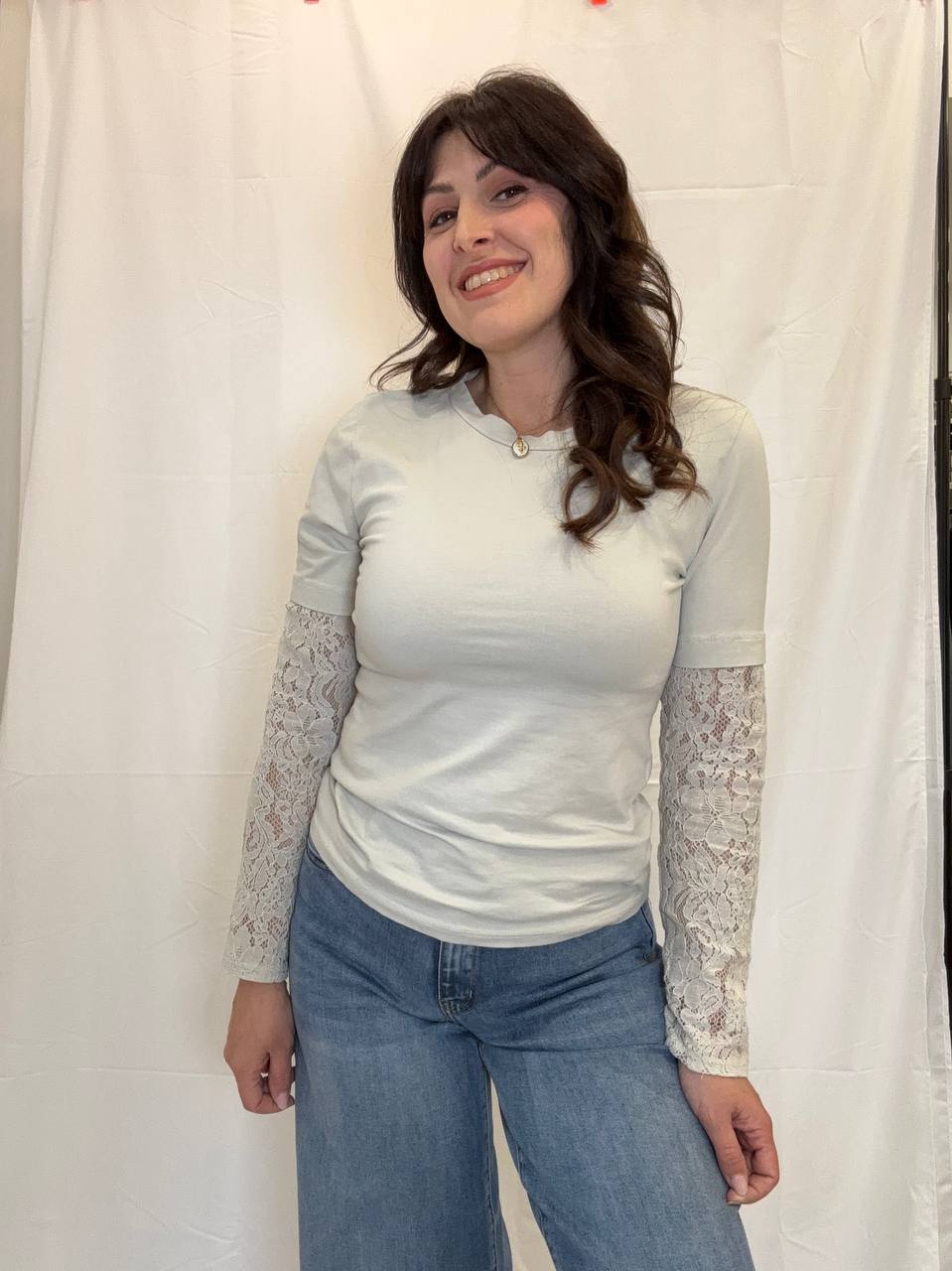 T shirt combinata pizzo